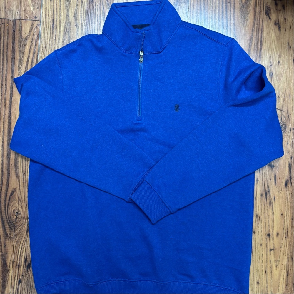 Izod Advantage Performance Blue Quarter Zip Up Sweatshirt with Stretch Large